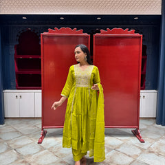 Lime Green Zardozi Kurti Set