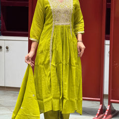 Lime Green Zardozi Kurti Set