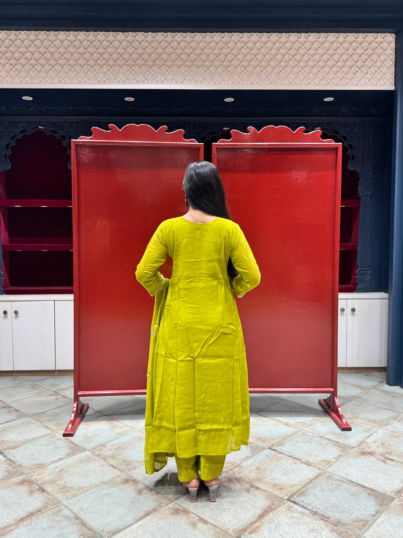 Lime Green Zardozi Kurti Set