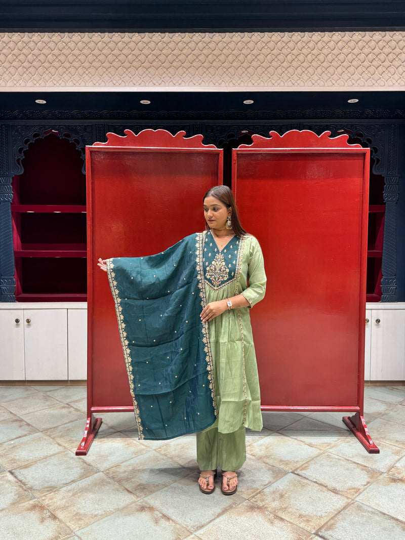 Sage & Teal Blue Kurti Set