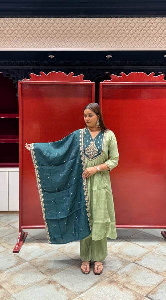 Sage & Teal Blue Kurti Set
