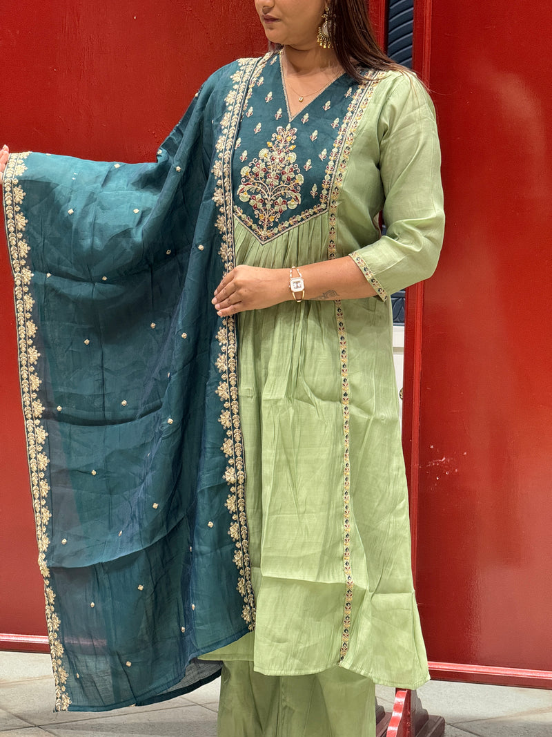 Sage & Teal Blue Kurti Set