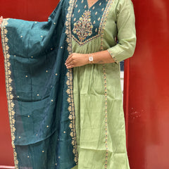 Sage & Teal Blue Kurti Set