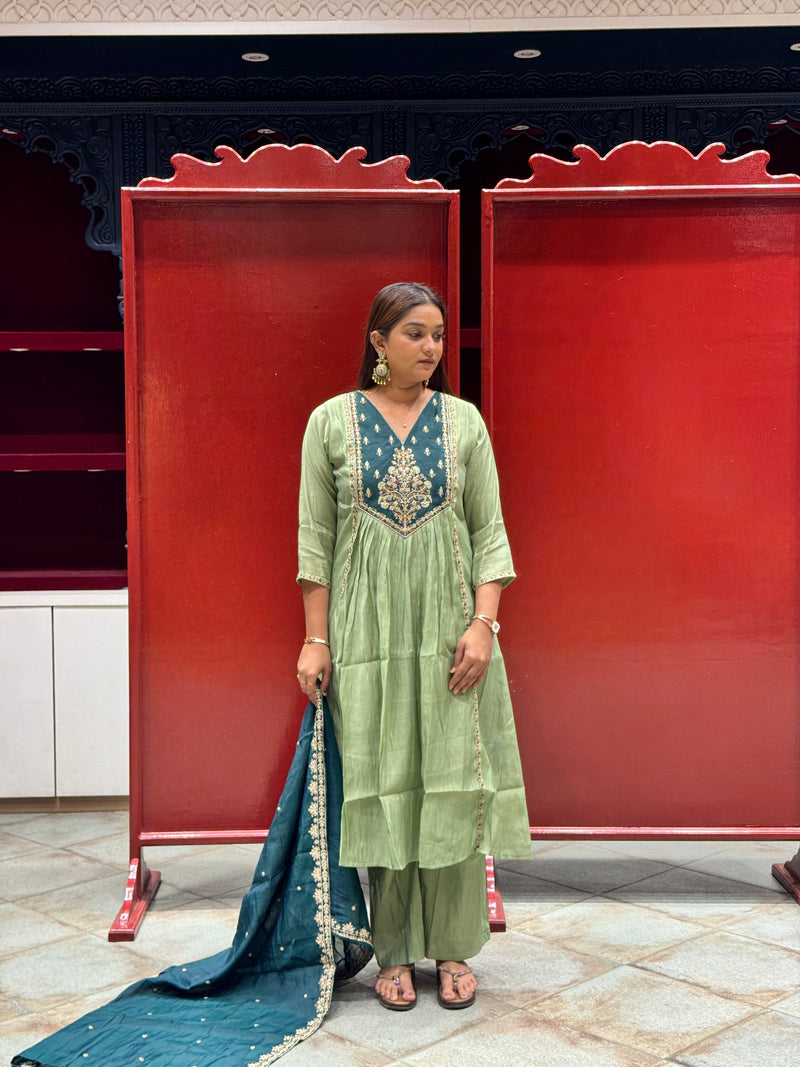 Sage & Teal Blue Kurti Set