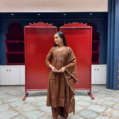 Chocolate Brown Zardozi Kurti Set