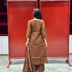 Chocolate Brown Zardozi Kurti Set