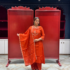 Rust Orange Kurti Set