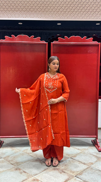 Rust Orange Kurti Set