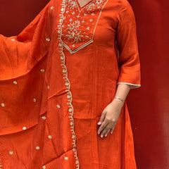Rust Orange Kurti Set