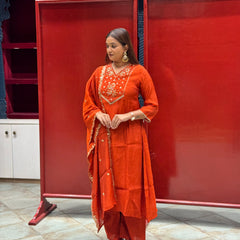 Rust Orange Kurti Set