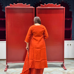 Rust Orange Kurti Set