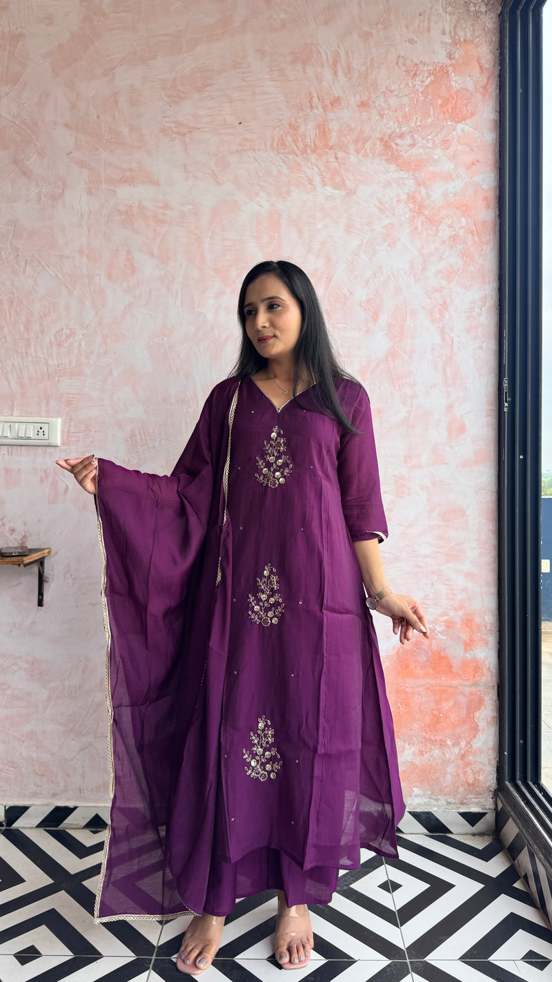 Deep Purple Kurti Set