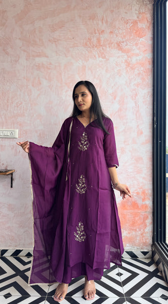 Deep Purple Kurti Set