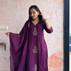 Deep Purple Kurti Set