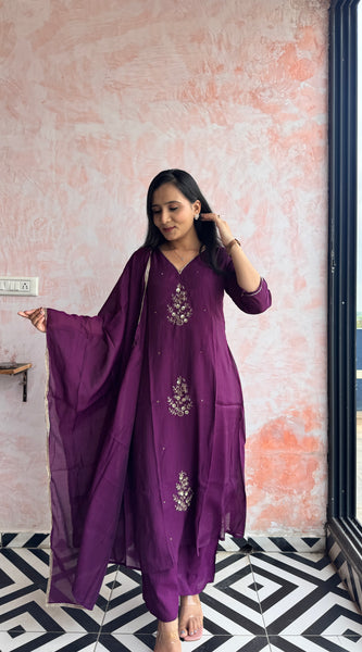 Deep Purple Kurti Set