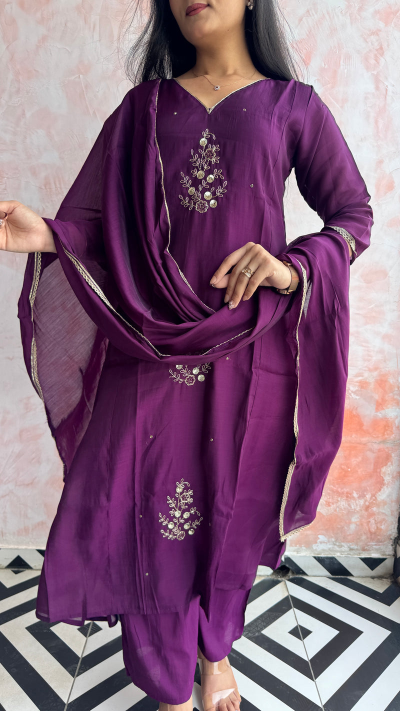 Deep Purple Kurti Set