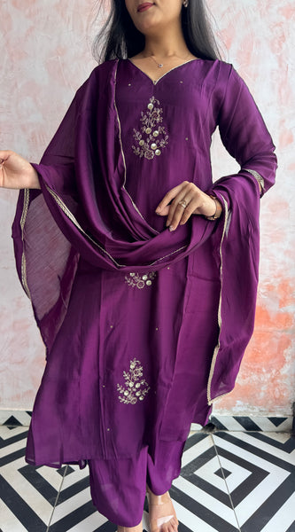 Deep Purple Kurti Set