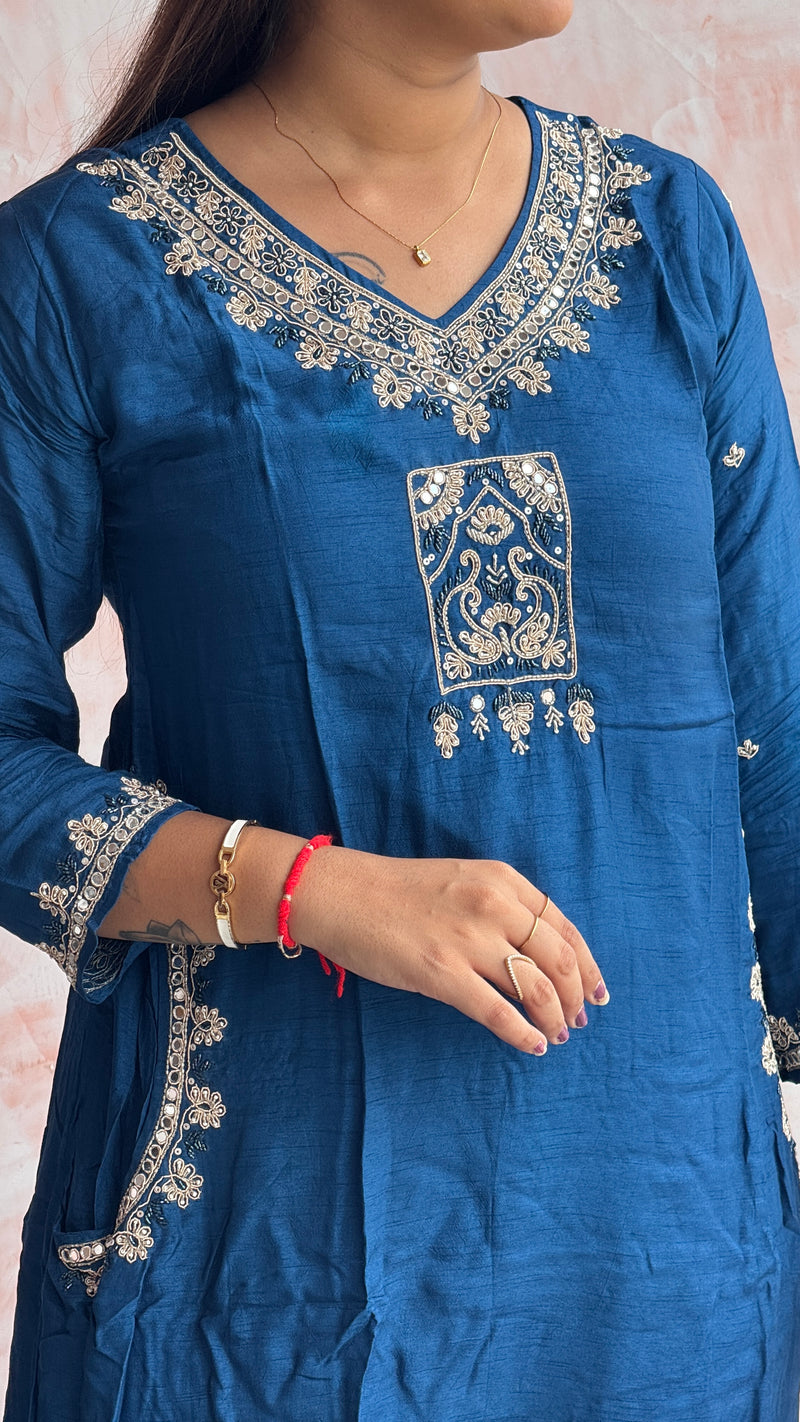 Teal Blue Kurti Set