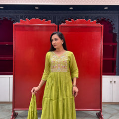 Olive Green Kurti Set