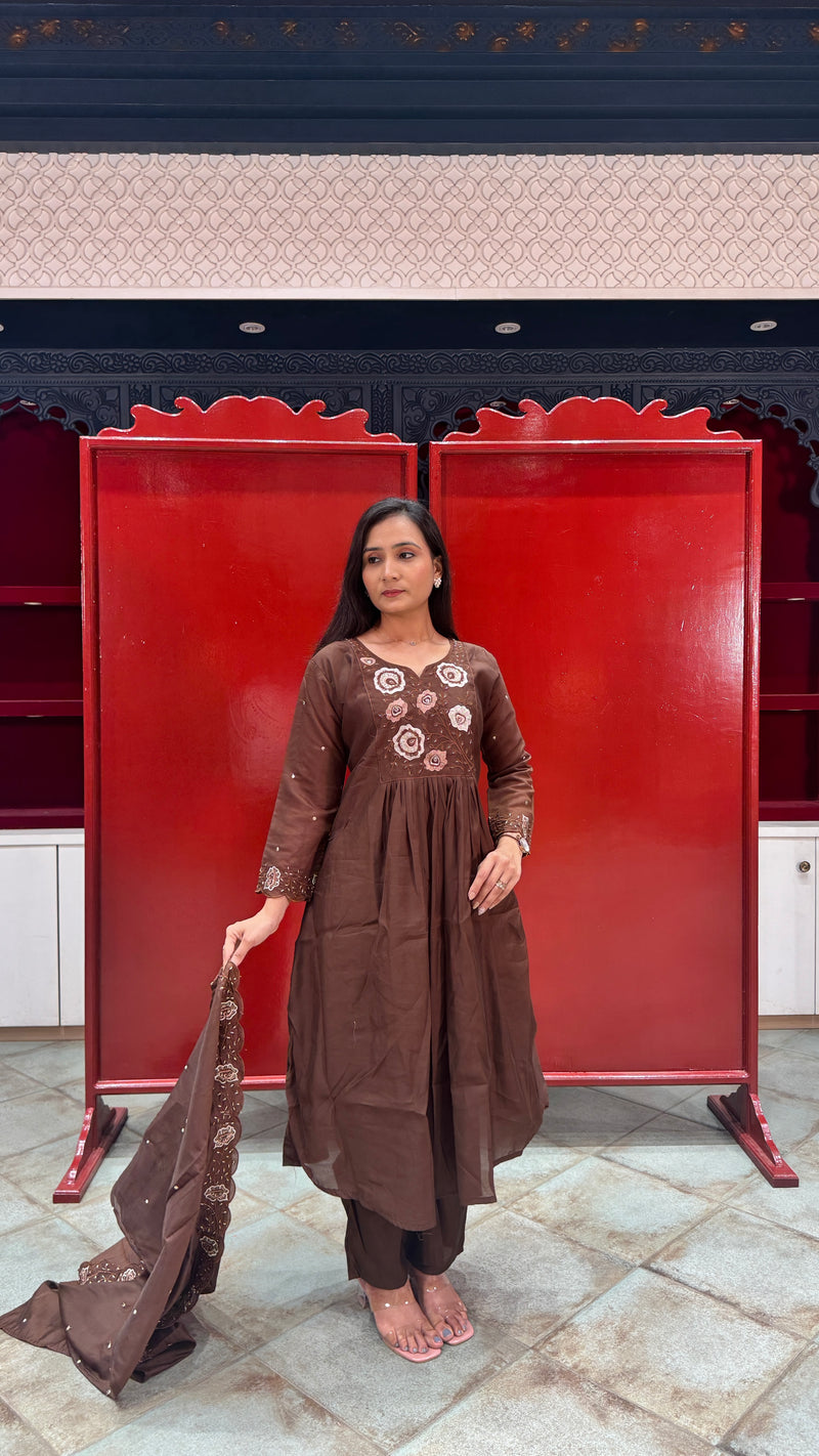 Chocolate Brown Kurti Set