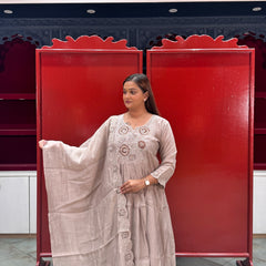 Beige Floral Kurti Set