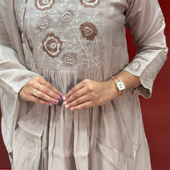 Beige Floral Kurti Set