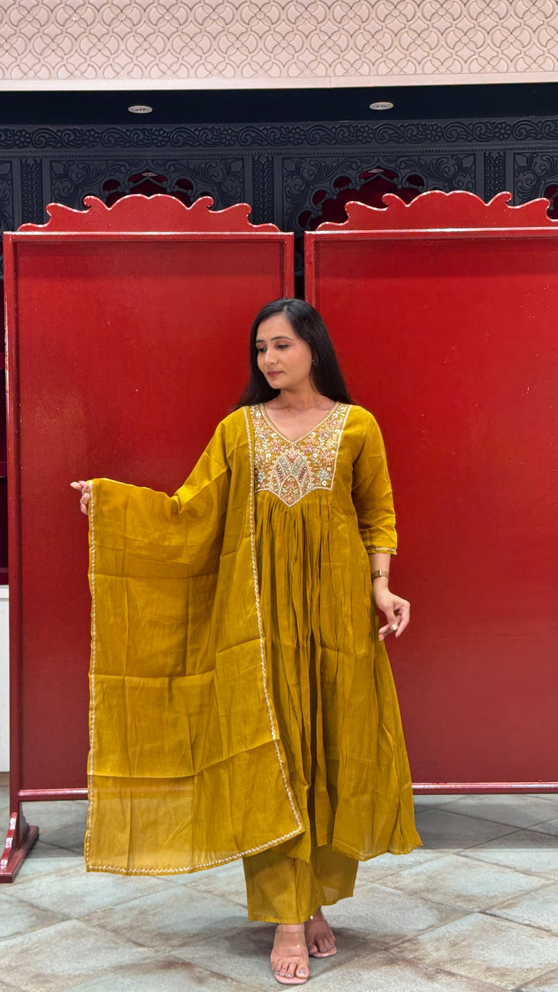 Mustard Yellow Kurti Set