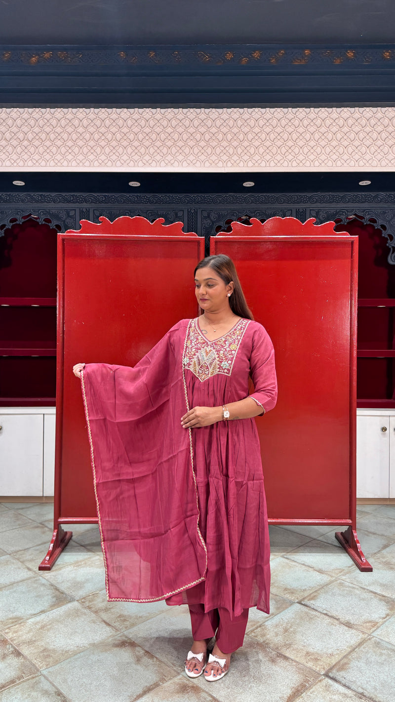 Wine Purple Kurti Set