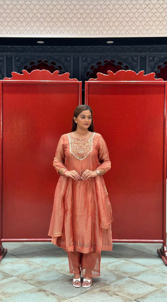 Rust Peach Kurti Set