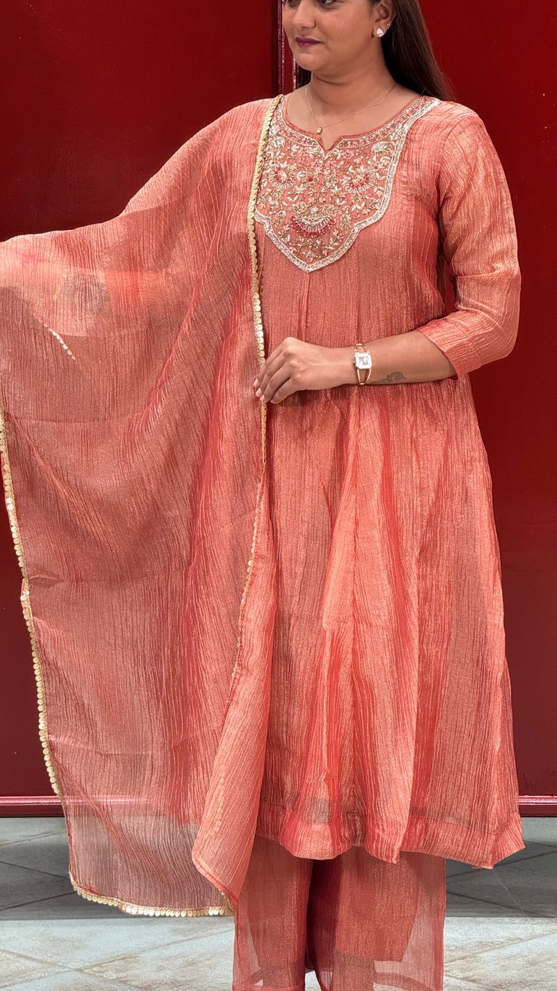 Rust Peach Kurti Set