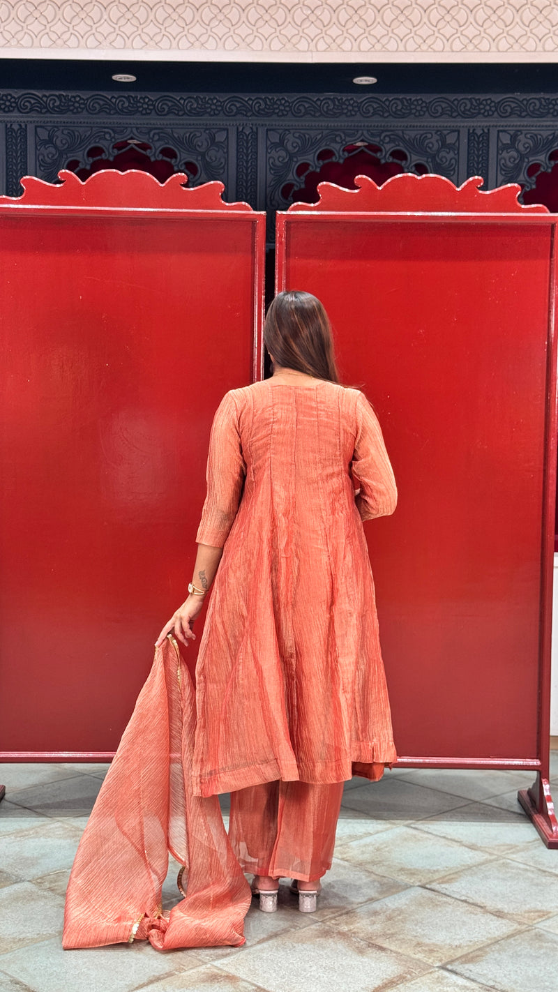 Rust Peach Kurti Set