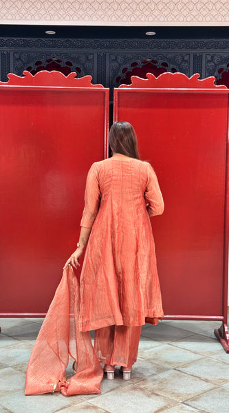 Rust Peach Kurti Set