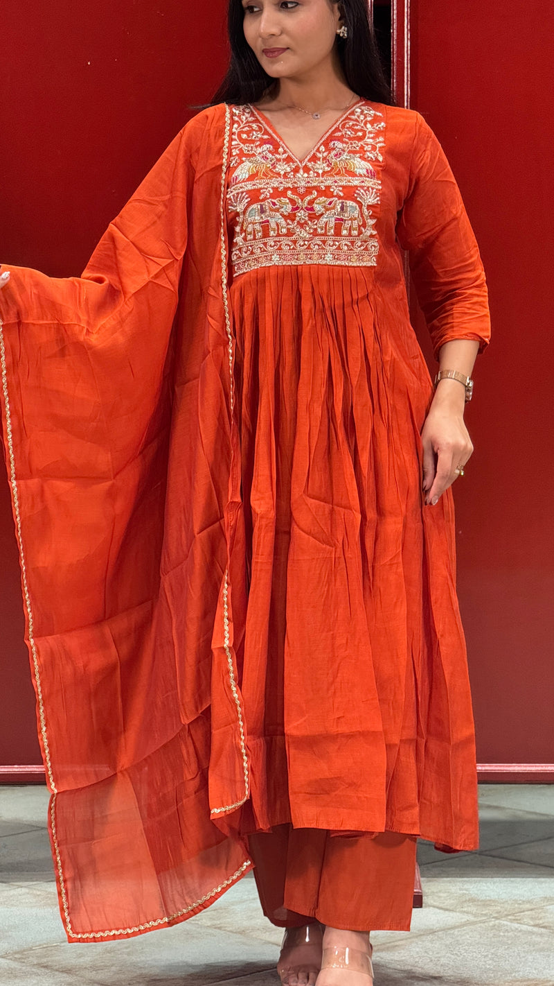 Rust Orange Kurti Set