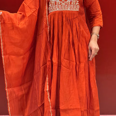 Rust Orange Kurti Set