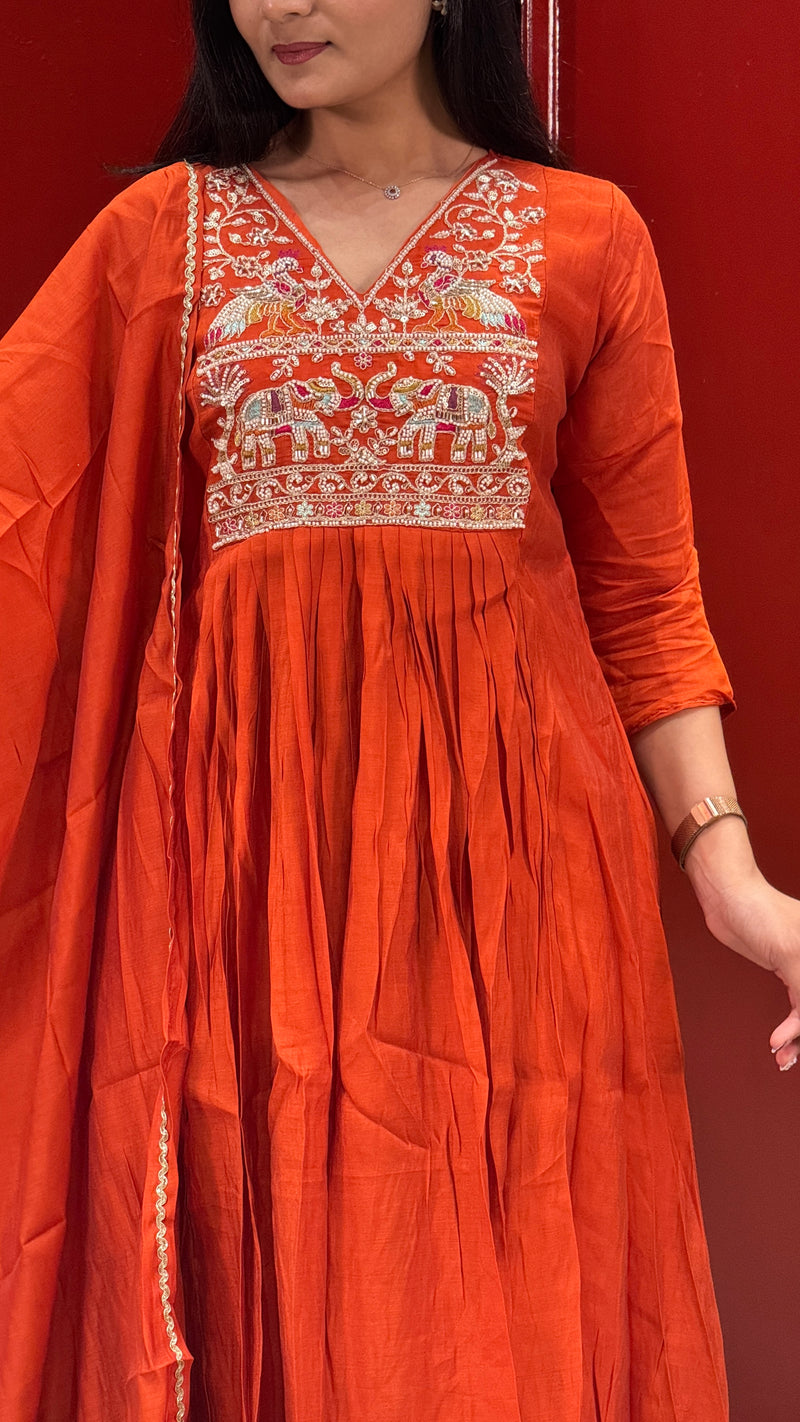 Rust Orange Kurti Set