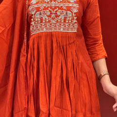 Rust Orange Kurti Set