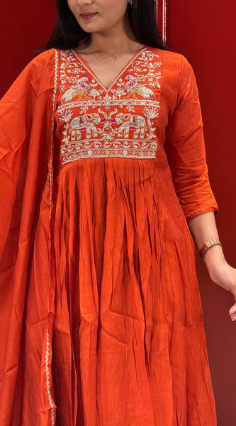 Rust Orange Kurti Set