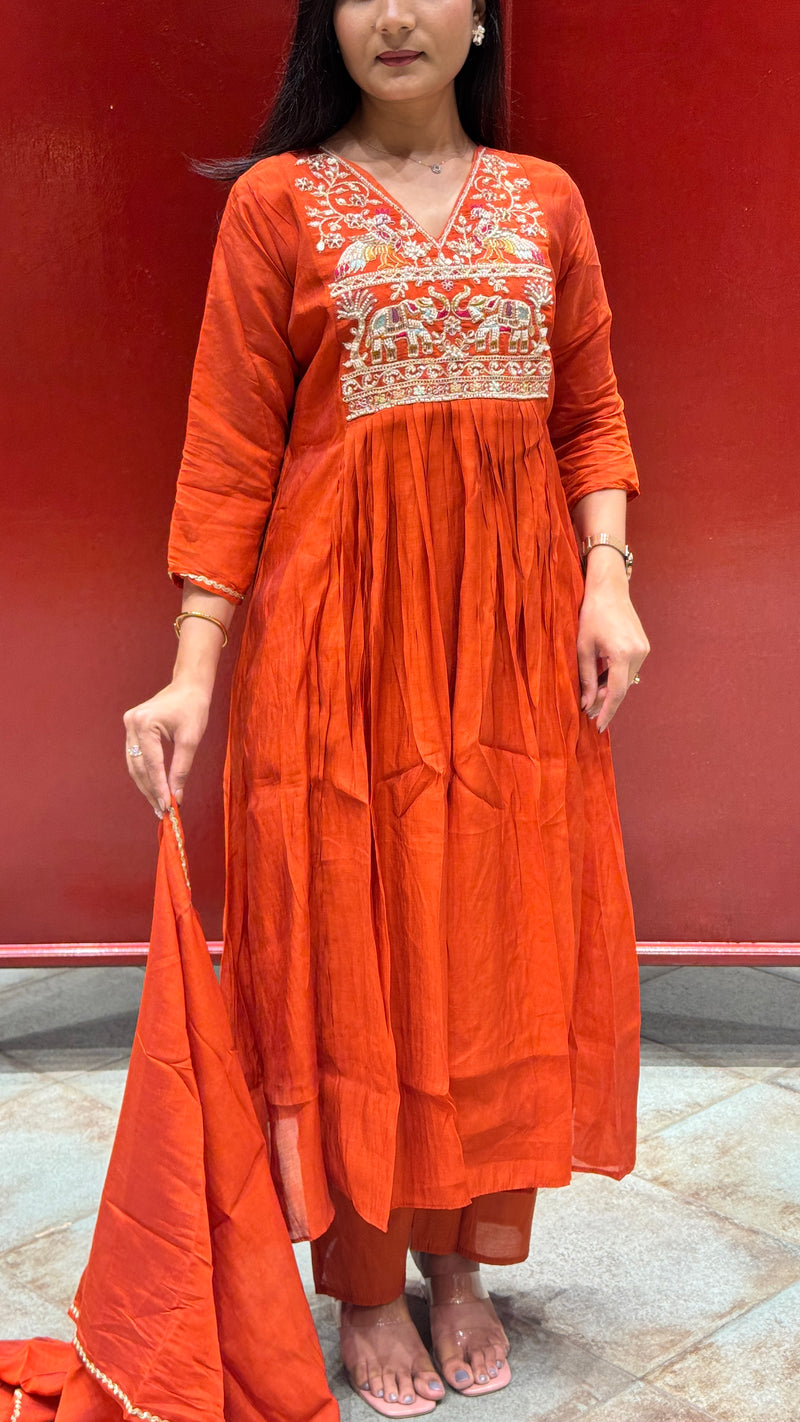 Rust Orange Kurti Set