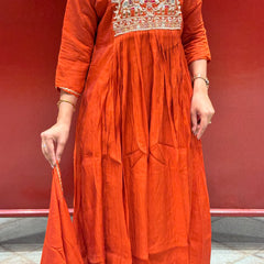 Rust Orange Kurti Set