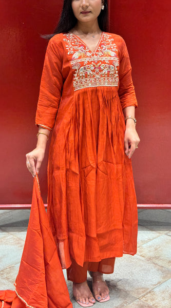 Rust Orange Kurti Set