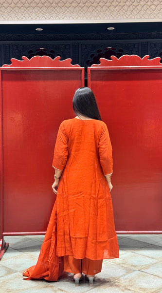 Rust Orange Kurti Set