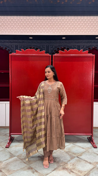 Taupe Brown Kurti Set