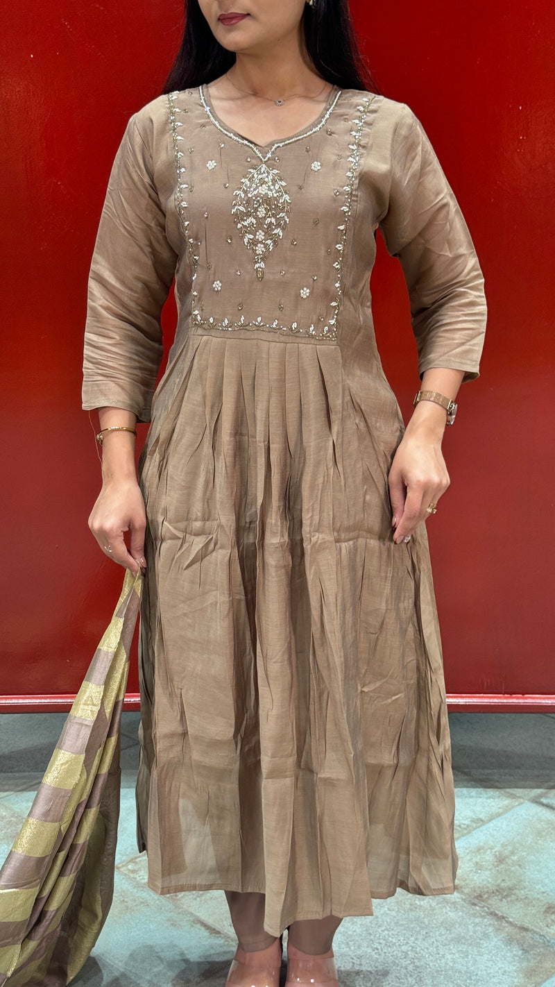 Taupe Brown Kurti Set