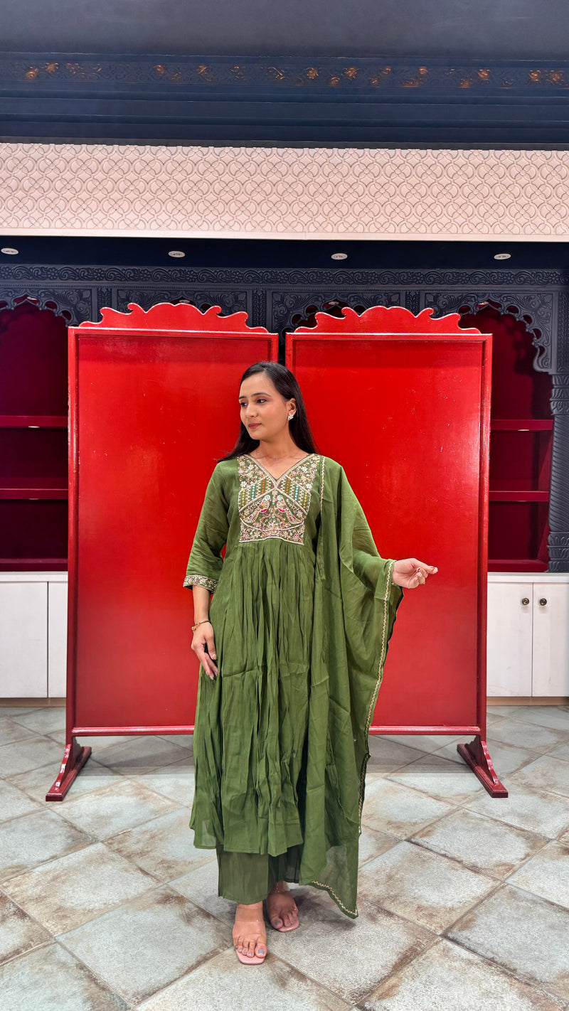 Olive Green Kurti Set