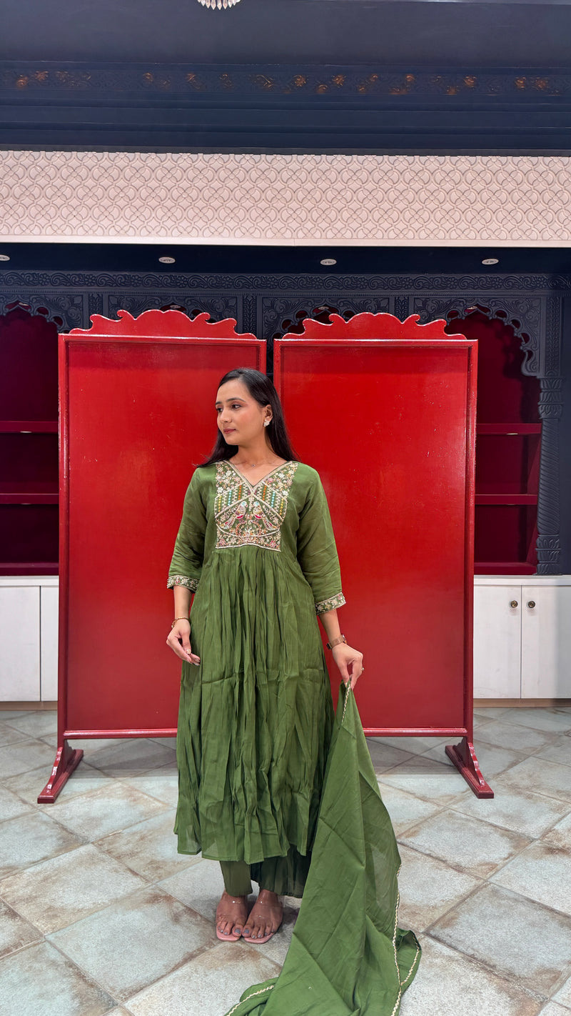 Olive Green Kurti Set