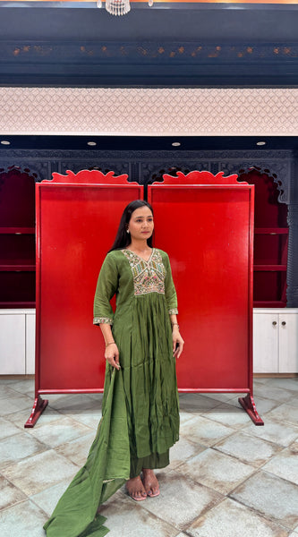 Olive Green Kurti Set