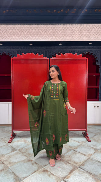 Olive Green Kurti Set