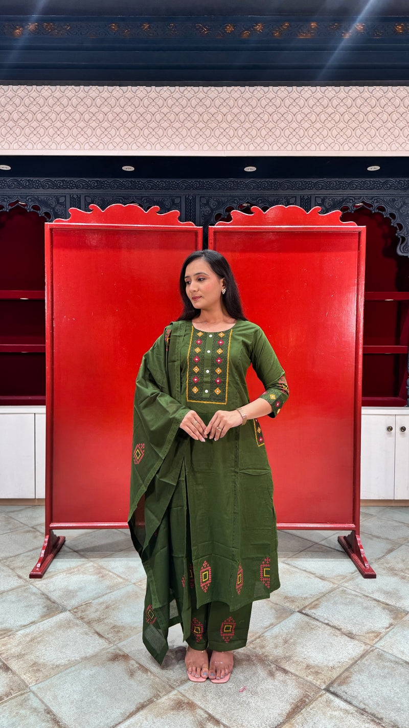 Olive Green Kurti Set