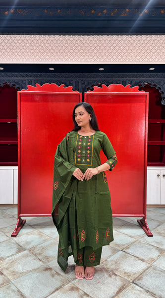 Olive Green Kurti Set