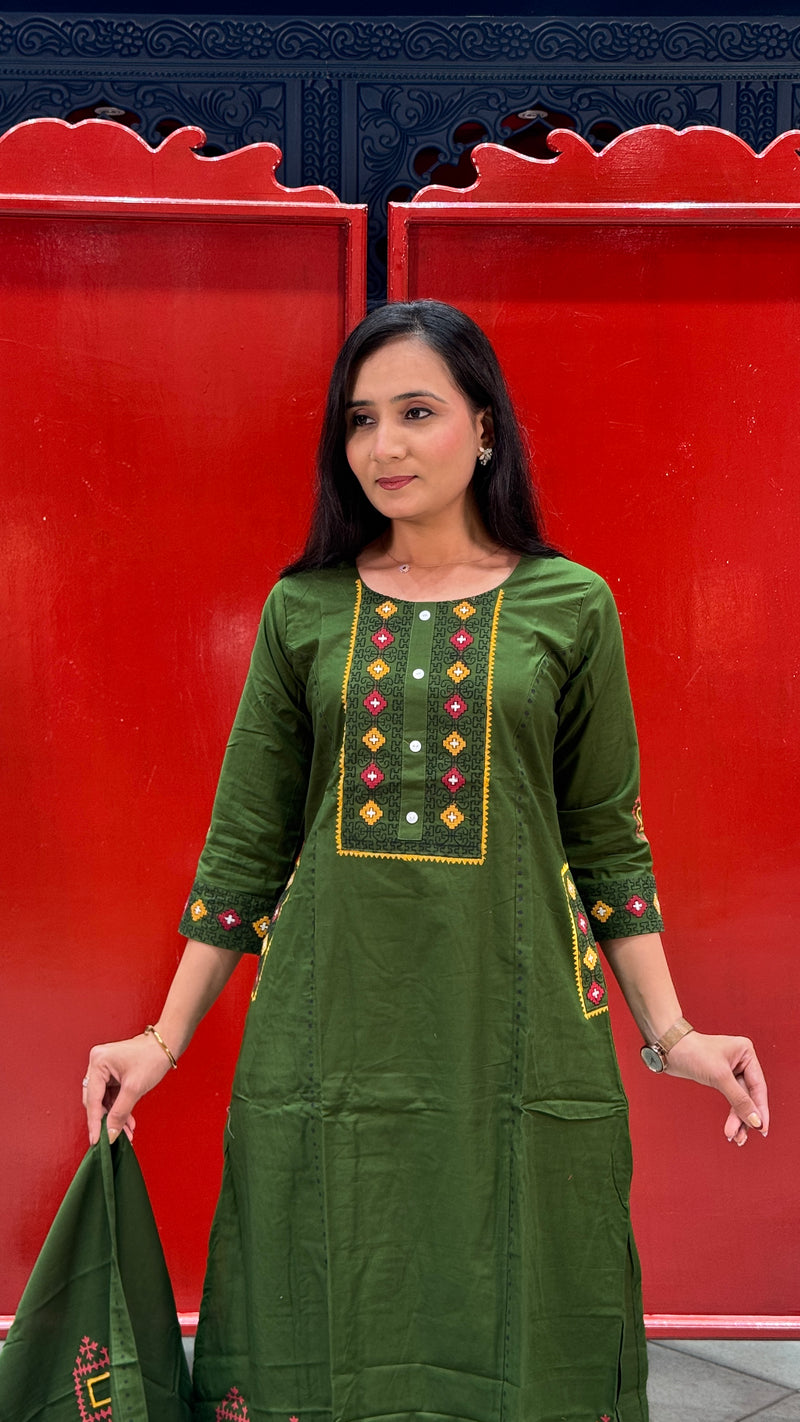 Olive Green Kurti Set